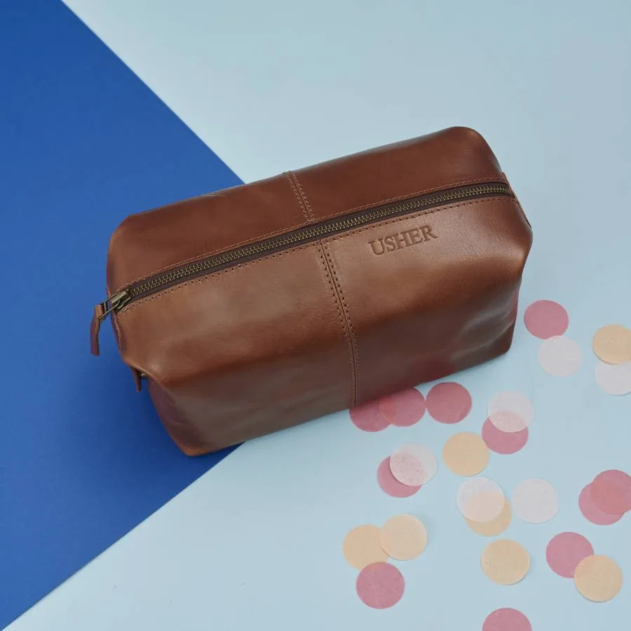 Usher Leather Wash Bag