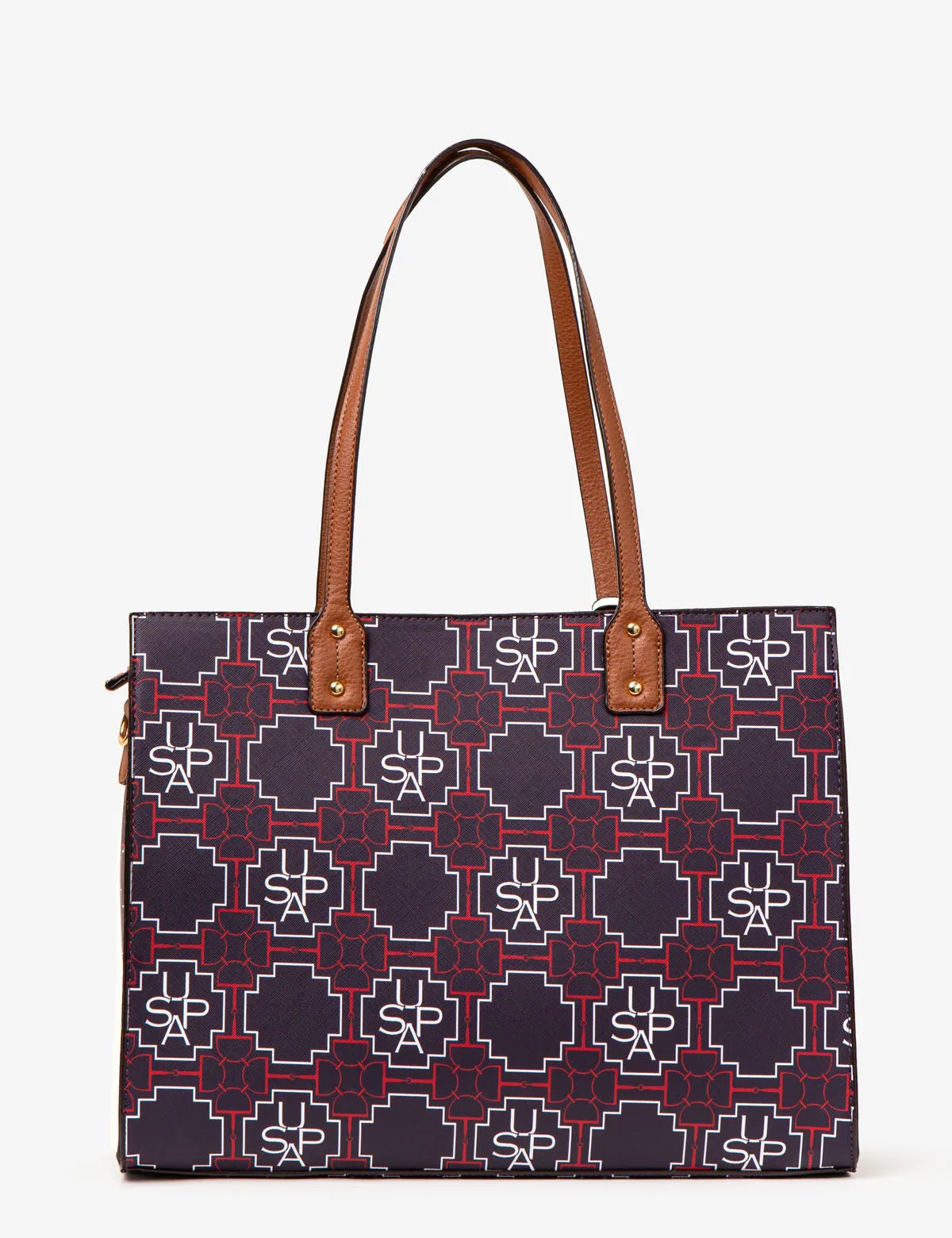 USPA GEOMETRIC PRINT TOTE BAG WITH CROSSBODY STRAP