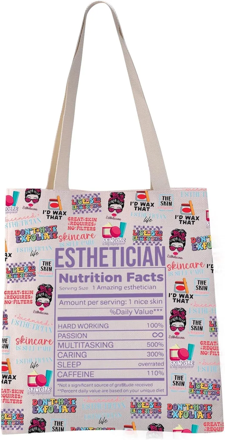 VAMSII Esthetician Tote Bag Beauty Artist Gifts Skin Therapist Gift Skin Care Lover Gift (Esthetician tote)