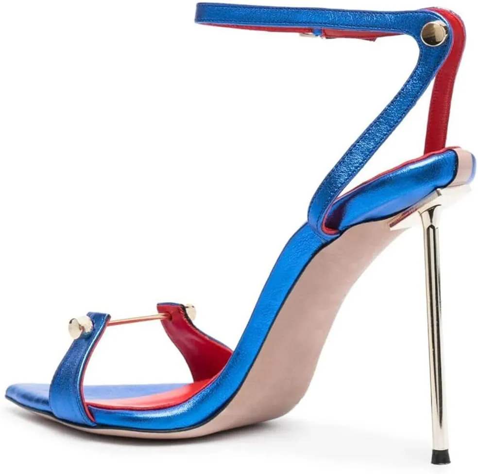 Vertundy Women's Stilettos High-Heeled Sandals - Ankle Buckle Strap Pointed Toe Fashion Sexy Dress Sandals for Ladies