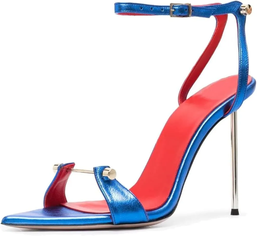 Vertundy Women's Stilettos High-Heeled Sandals - Ankle Buckle Strap Pointed Toe Fashion Sexy Dress Sandals for Ladies