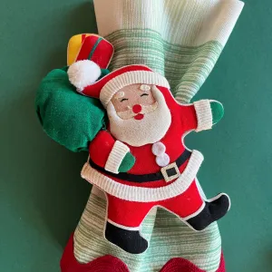 Vintage Santa w/Gift Bags Christmas Napkin Rings, Set of 6