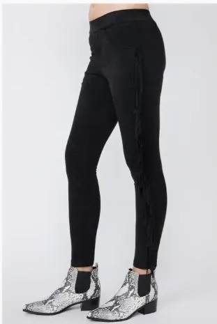 Vocal Fringe Side Detail Pockets Ankle Suede Pants