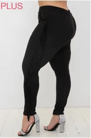 Vocal Fringe Side Detail Pockets Ankle Suede Pants