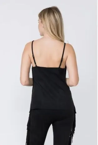 Vocal Tiered Fringe Suede Camisole