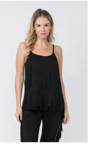 Vocal Tiered Fringe Suede Camisole