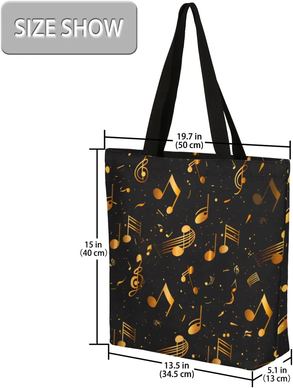 Watercolor Music Drum Feather Large Opening Canvas Tote Bag with Interior Pocket Woman Gifts