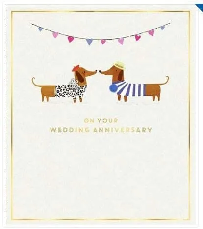 Watermark On Your Anniversary Card Sausage Dogs & Bunting