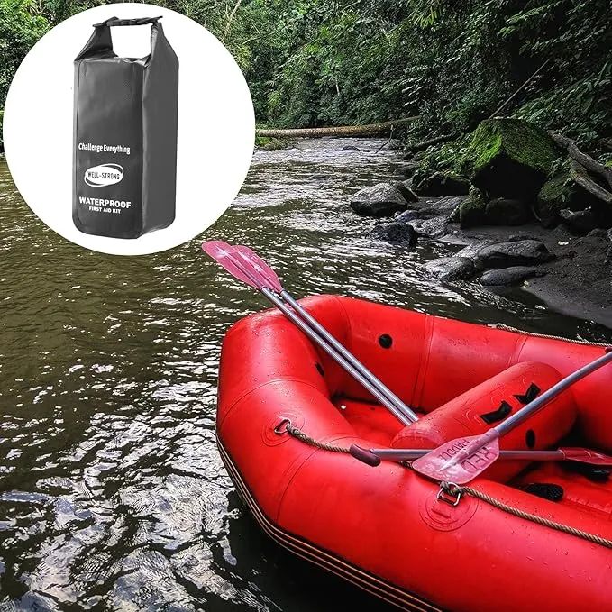 Waterproof First Aid Kit Roll Top Boat Emergency Kit with Waterproof Contents for Fishing Kayaking Boating Swimming Camping Rafting Beach Dark Grey