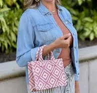 WBT210204 Geometric Print Mini Tote/Crossbody