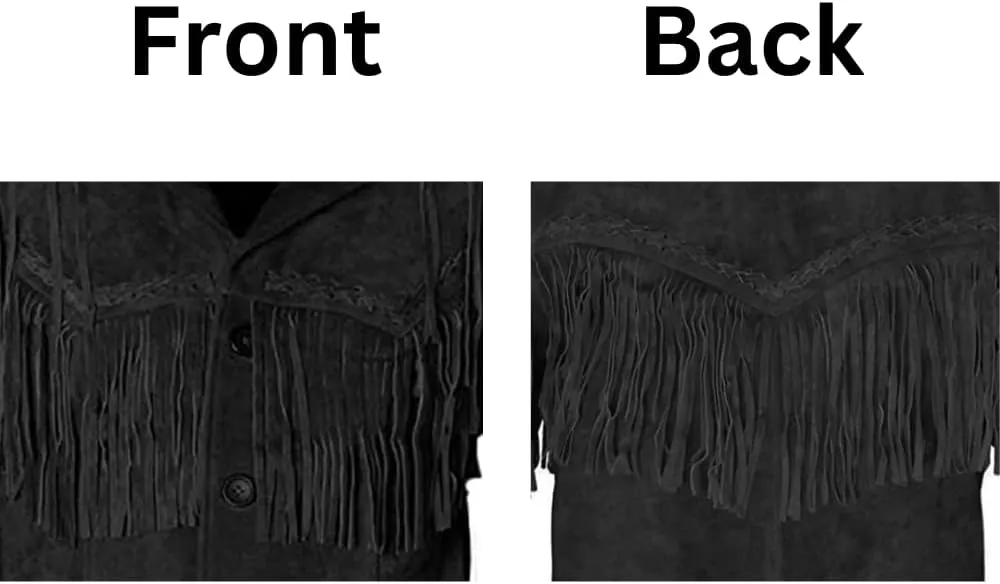 Western Cowboy Beaded Fringes Suede Leather Jacket - Native American and Bikers Style Classic Fashion Coat -Black