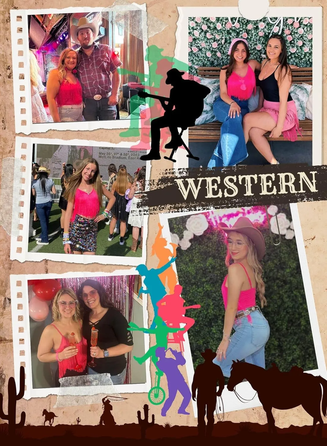 Western Cowgirl Fringe Top for Women - Country Concert Outfits Festival Tassel Hem Boho Rodeo Dress Rave Tank Shirt