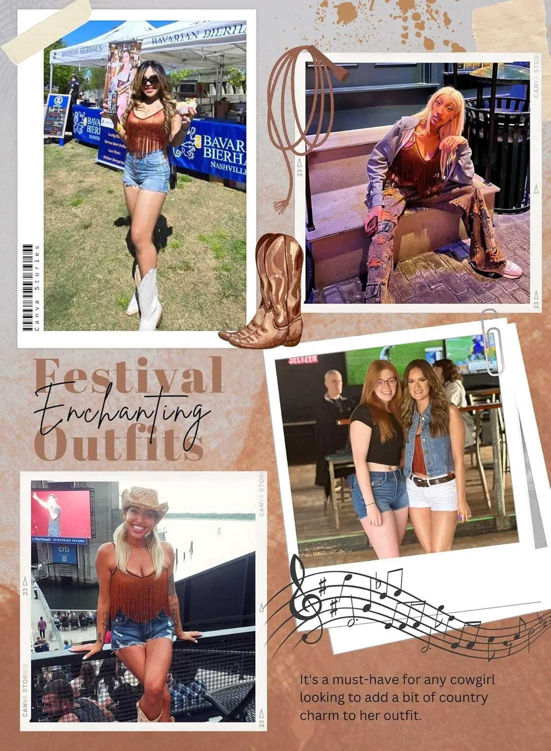 Western Cowgirl Fringe Top for Women - Country Concert Outfits Festival Tassel Hem Boho Rodeo Dress Rave Tank Shirt