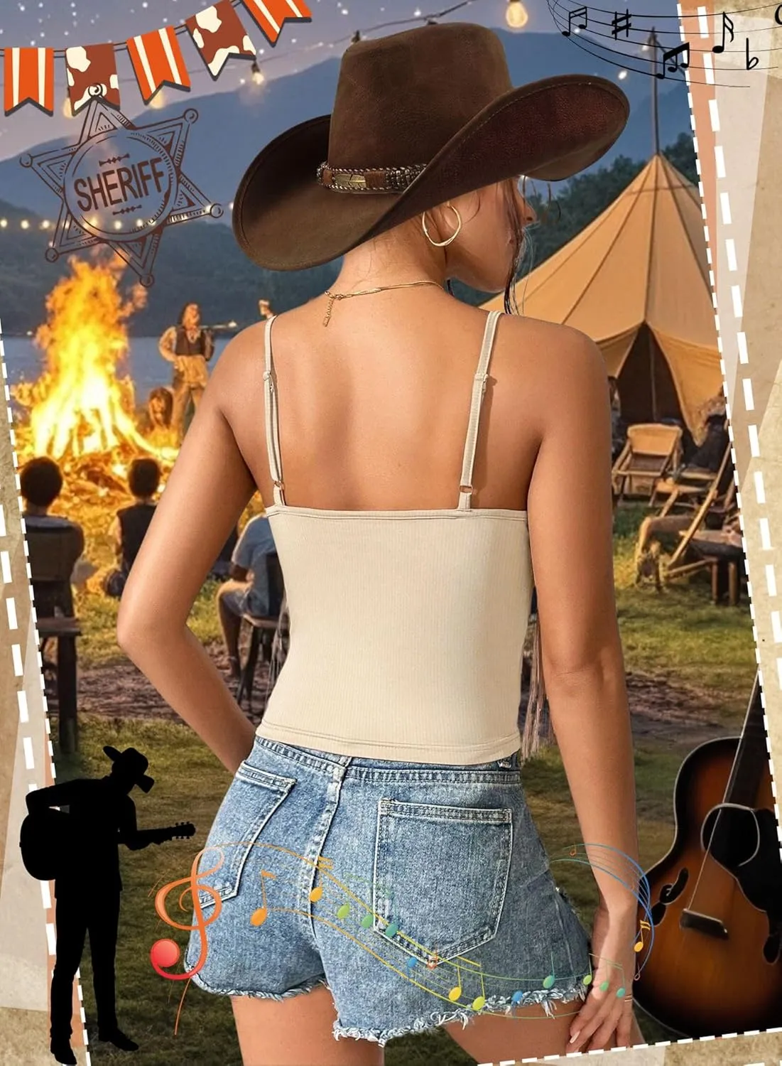 Western Cowgirl Fringe Top for Women - Country Concert Outfits Festival Tassel Hem Boho Rodeo Dress Rave Tank Shirt