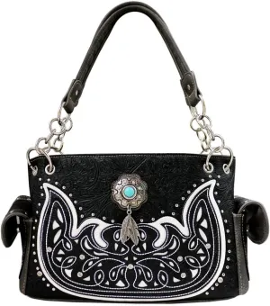 Western Tooled Leather Laser Cut Floral Concealed Purse Cowgirl Shoulder Bags in 5 colors