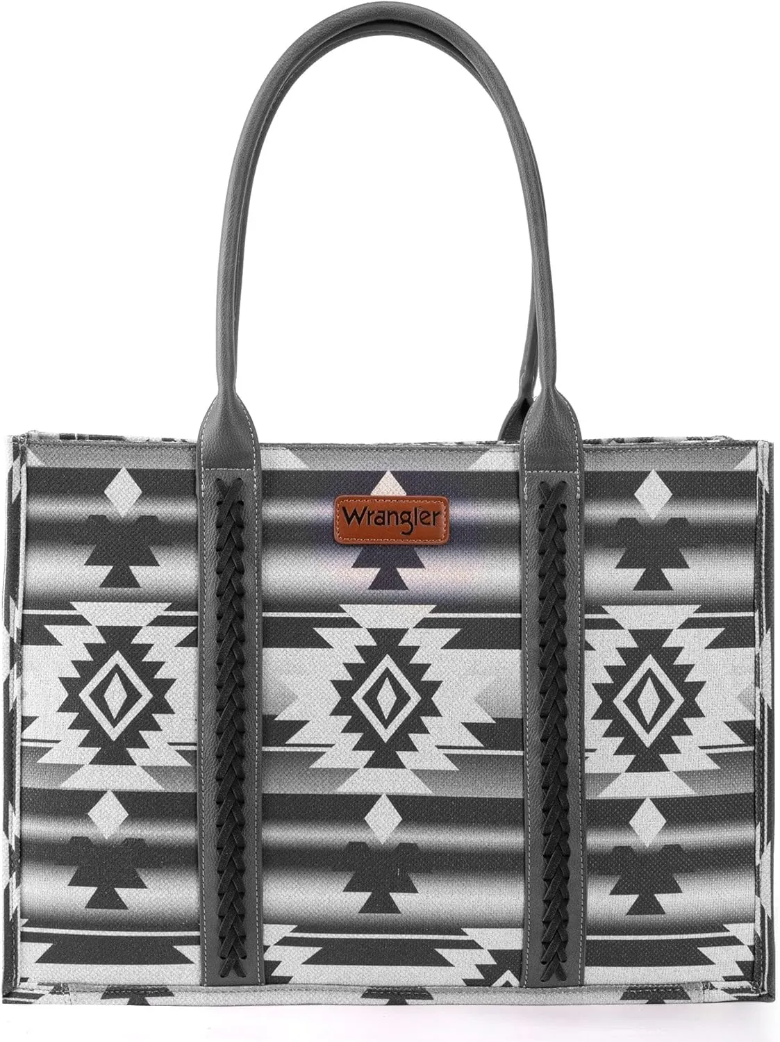 WG2203A-8119 Wrangler Southwestern Pattern Dual Sided Print Canvas Wide Tote Black