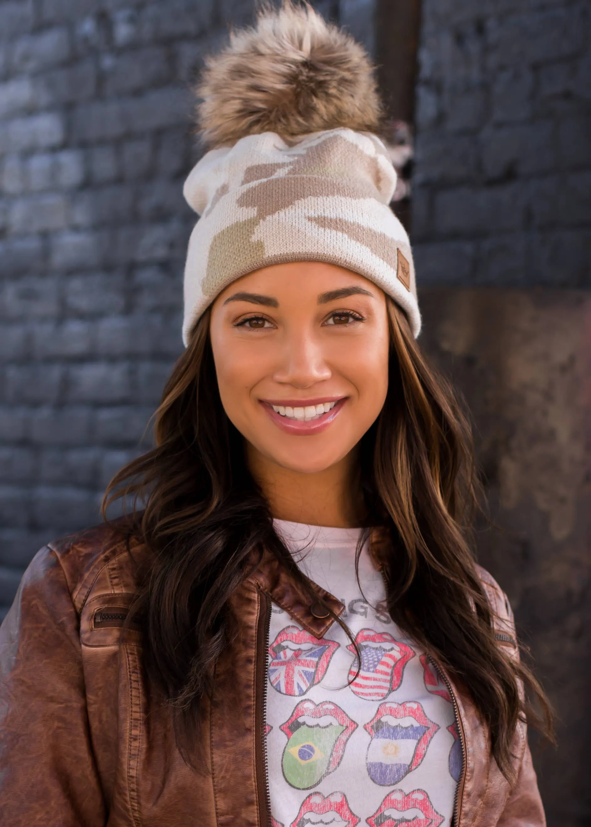 White camo stocking cap