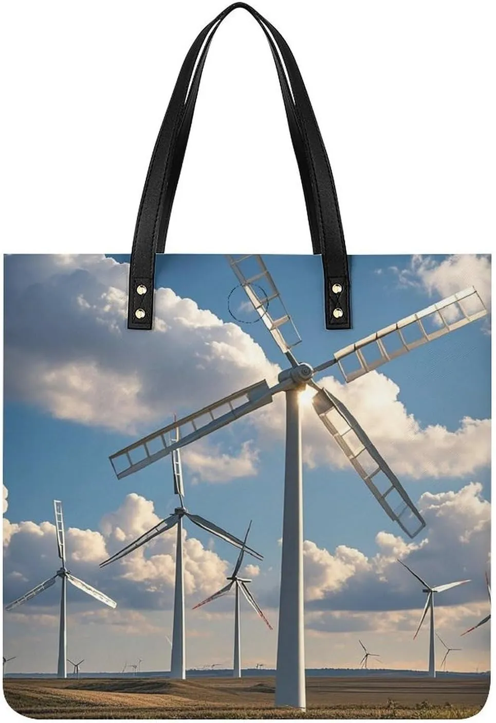 Windmills Tote Bag Leather Handbag Shopper Purse Shoulder Bag for Women Office Laptop Bag Gift