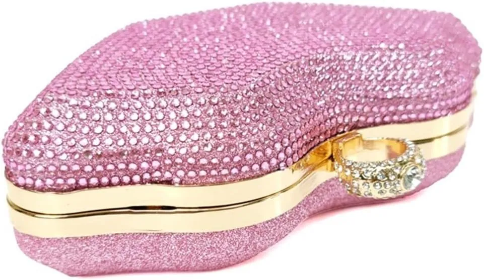 Women Lip Shaped Purse Rhinestone Clutch Bags Sparkling Evening Bag Novely Party Handbag Prom Bag for Wedding Date