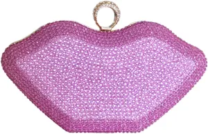 Women Lip Shaped Purse Rhinestone Clutch Bags Sparkling Evening Bag Novely Party Handbag Prom Bag for Wedding Date