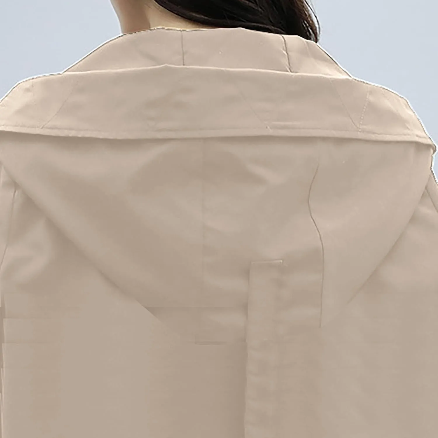 Women Long Rain Jacket Waterproof Lightweight Hooded Raincoat Windbreaker Coat Side Slits High-Low Hem Outdoor Coats