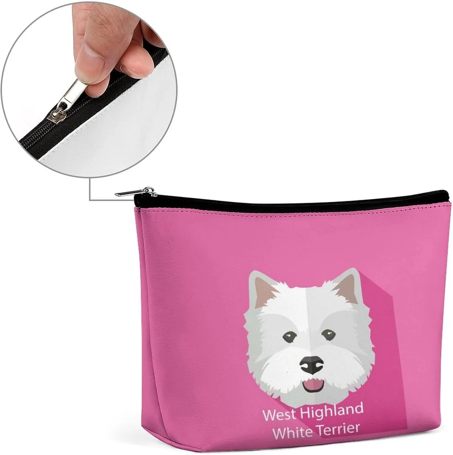 Women PU Leather Cosmetic Bag, Makeup Case Purse Holder Zipper Pouch Handbag Organizer Toiletry Storage 6.8x5.9x2.3 in