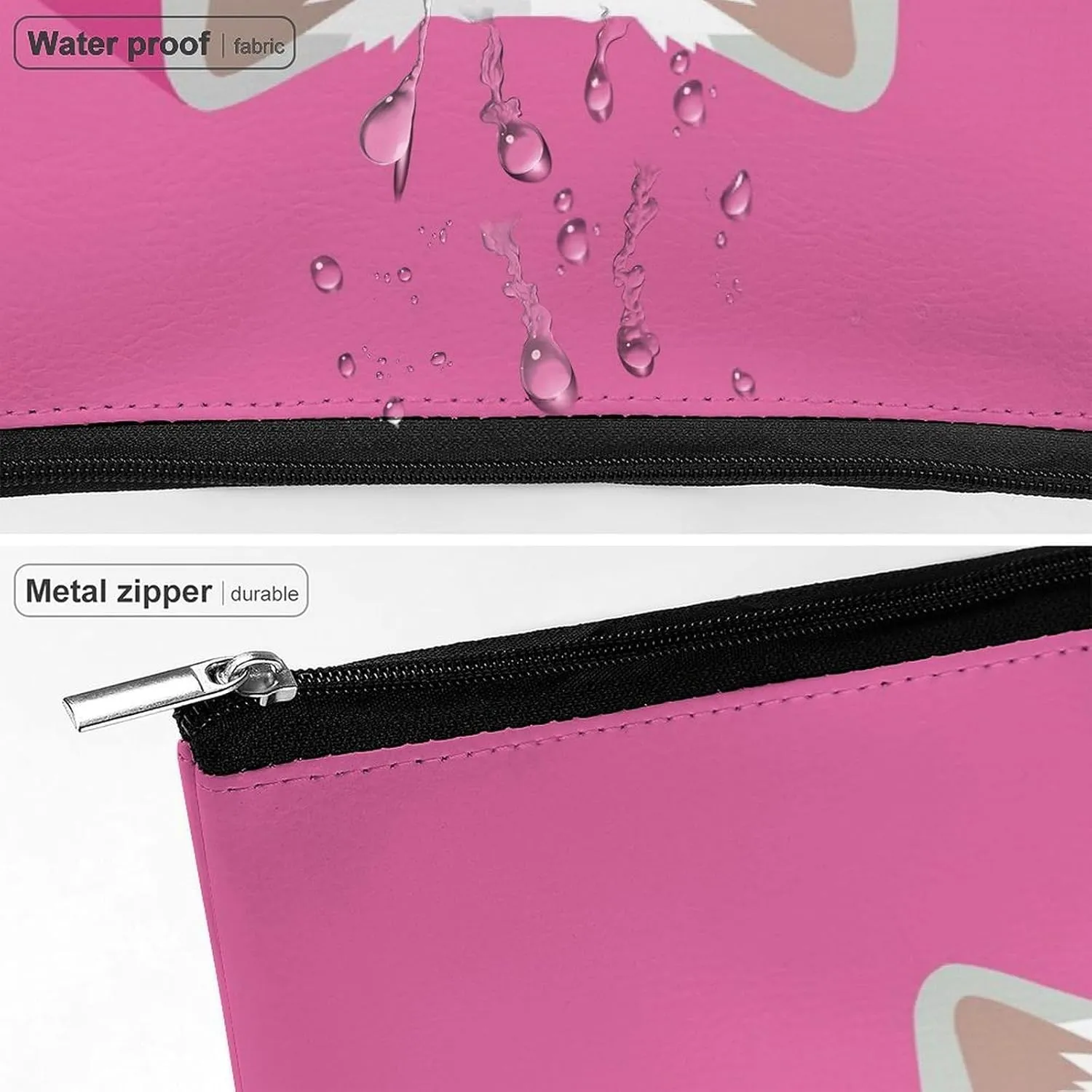 Women PU Leather Cosmetic Bag, Makeup Case Purse Holder Zipper Pouch Handbag Organizer Toiletry Storage 6.8x5.9x2.3 in