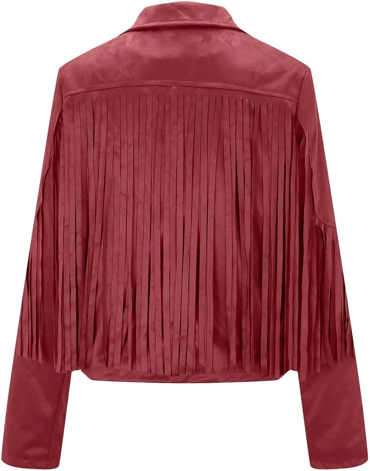 Women's Casual Fringe Jacket Lapel Collar Long Sleeve Classic Fashion Faux Suede Shacket Jackets Vintage Outwear Trendy 2025