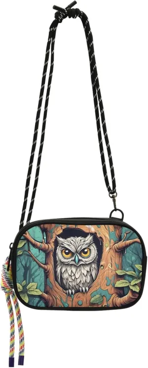 Women's Crossbody Handbags Illustration Of Owl Print Lightweight Shoulder Phone Purse for Walking, Hiking