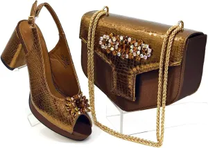 Womens Designer Rhinestone Decorated Party Shoes and Shoulder Bag Set Comfortable High Heels for Special Occasions