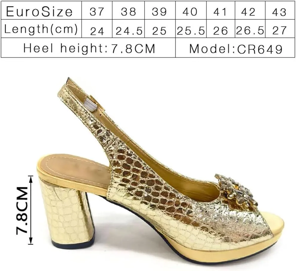 Womens Designer Rhinestone Decorated Party Shoes and Shoulder Bag Set Comfortable High Heels for Special Occasions