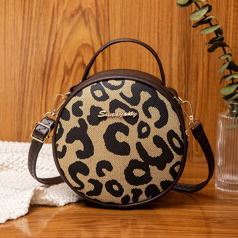 Women's Fashion Vintage Leopard Print Round Popular Crossbody Bags