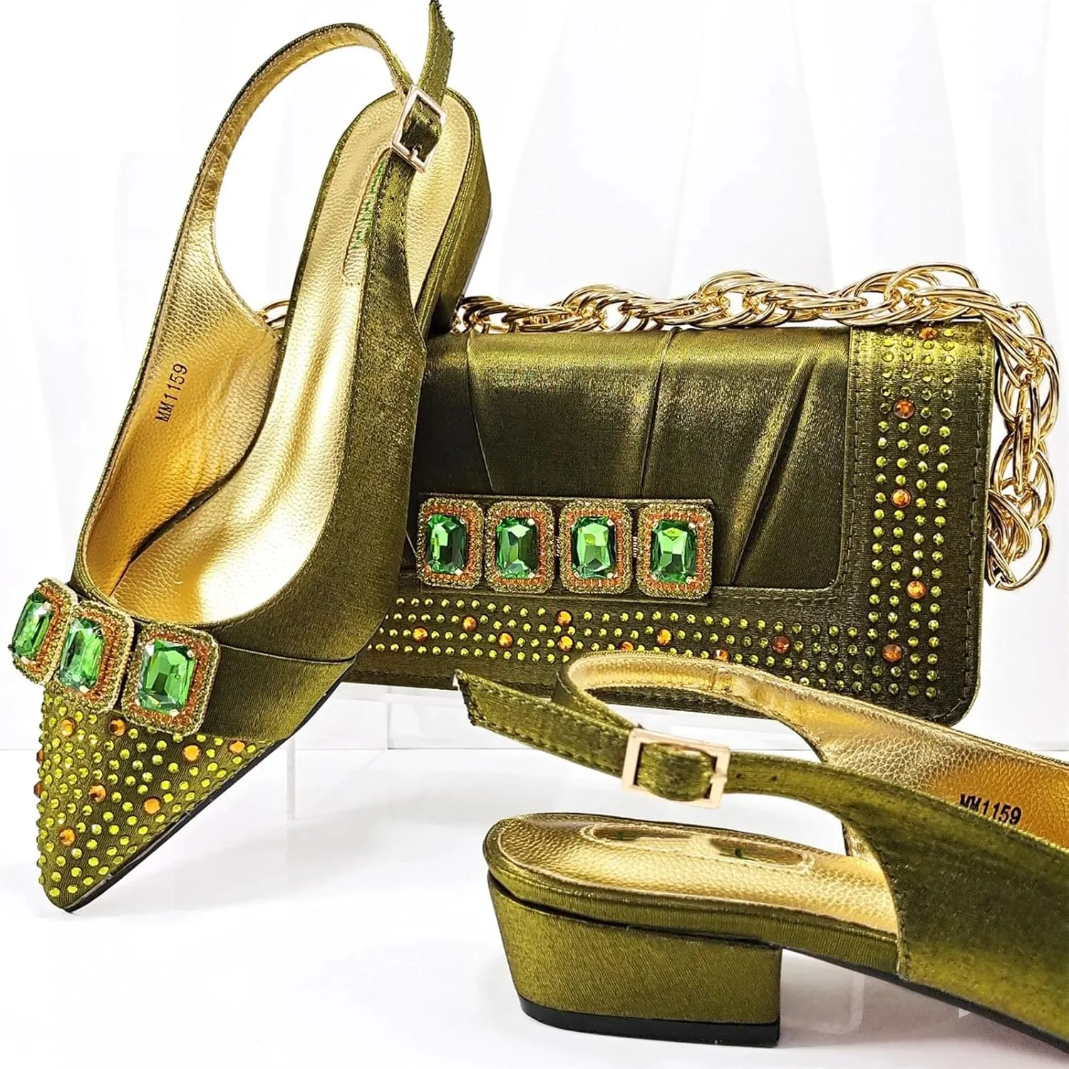 Women’s Italian Style Luxury Wedding Shoes and Matching Shoulder Bag Combo Rhinestone Decorated Heels for Bride