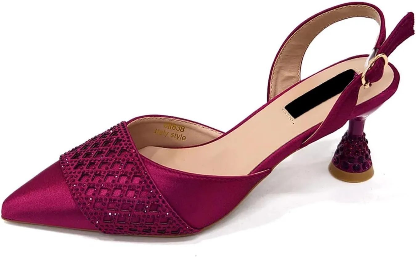 Women’s Nigerian Inspired Designer Wedding Shoes and Shoulder Bag Set Crystal Decorated Heels for Special Occasions