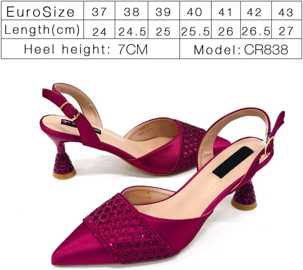 Women’s Nigerian Inspired Designer Wedding Shoes and Shoulder Bag Set Crystal Decorated Heels for Special Occasions