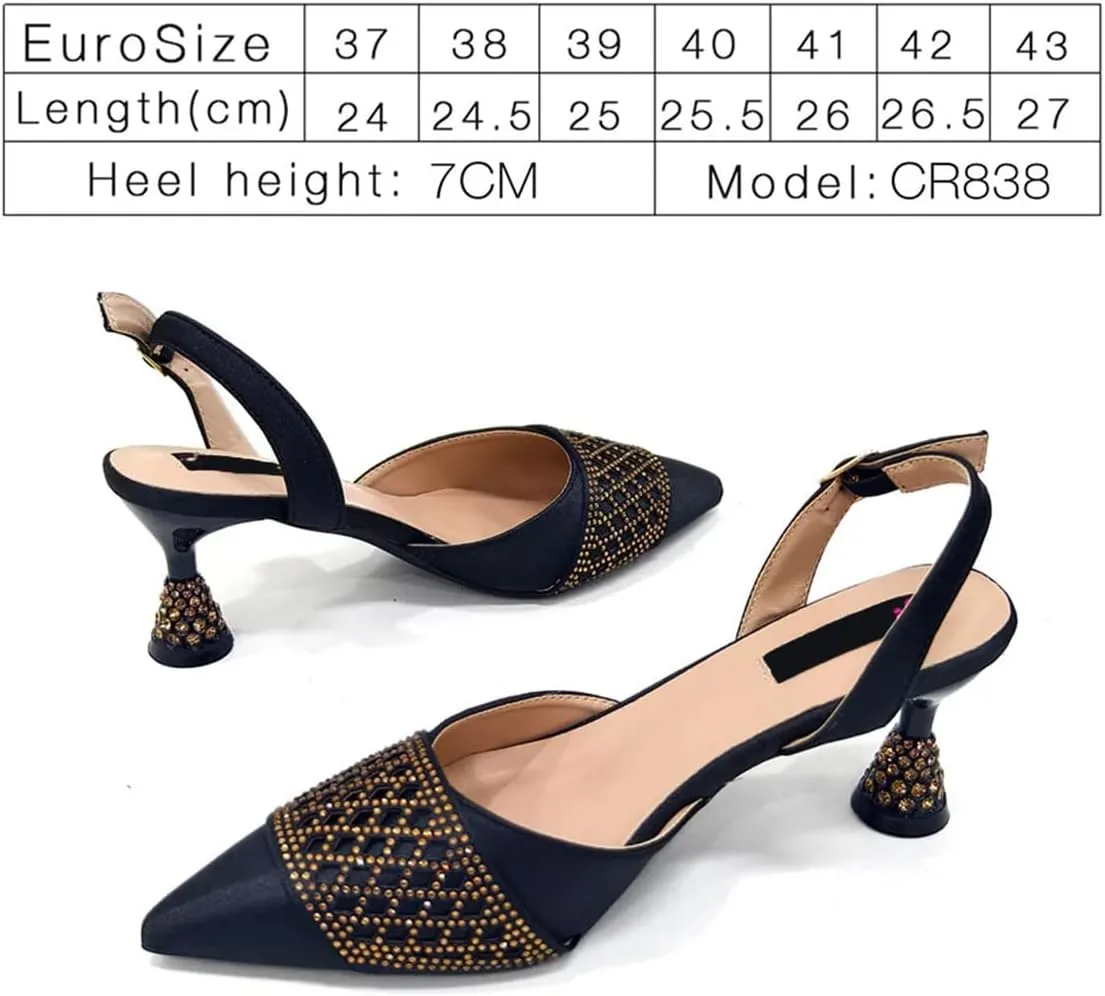 Women’s Nigerian Inspired Designer Wedding Shoes and Shoulder Bag Set Crystal Decorated Heels for Special Occasions