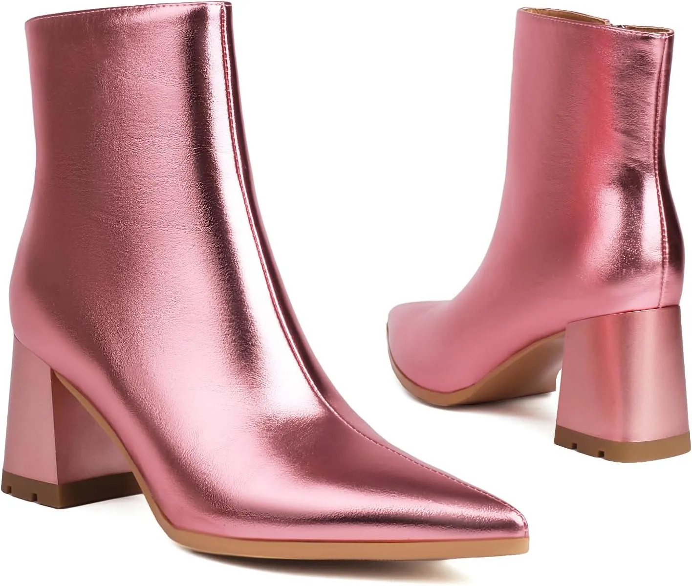 Women's Pointed Toe Boots Block Chunky Heel Ankle Booties