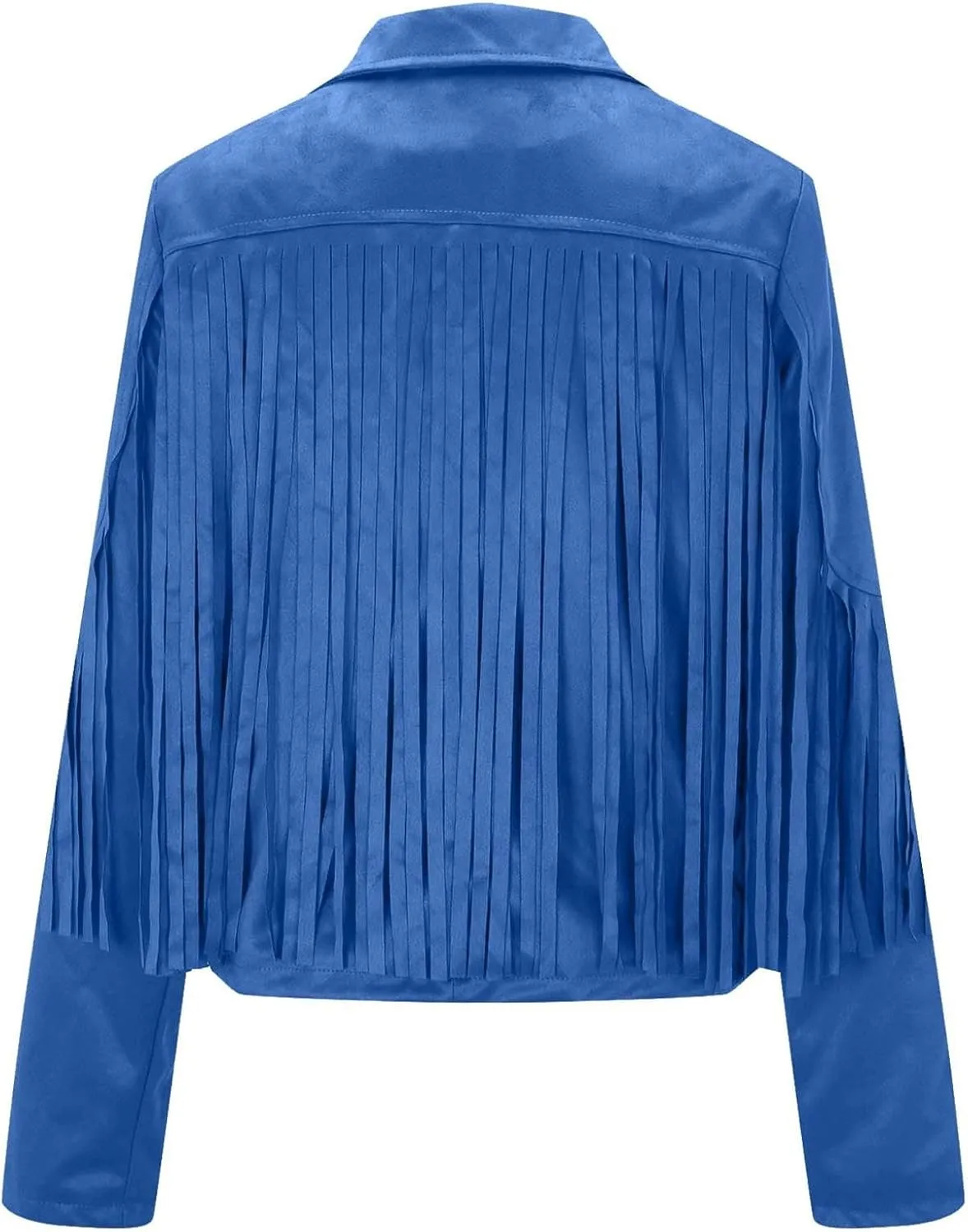 Women's Suede Fringe Jacket Trendy Long Sleeve Leather Coat Fashion Cropped Jacket Western Outfits with Tassel