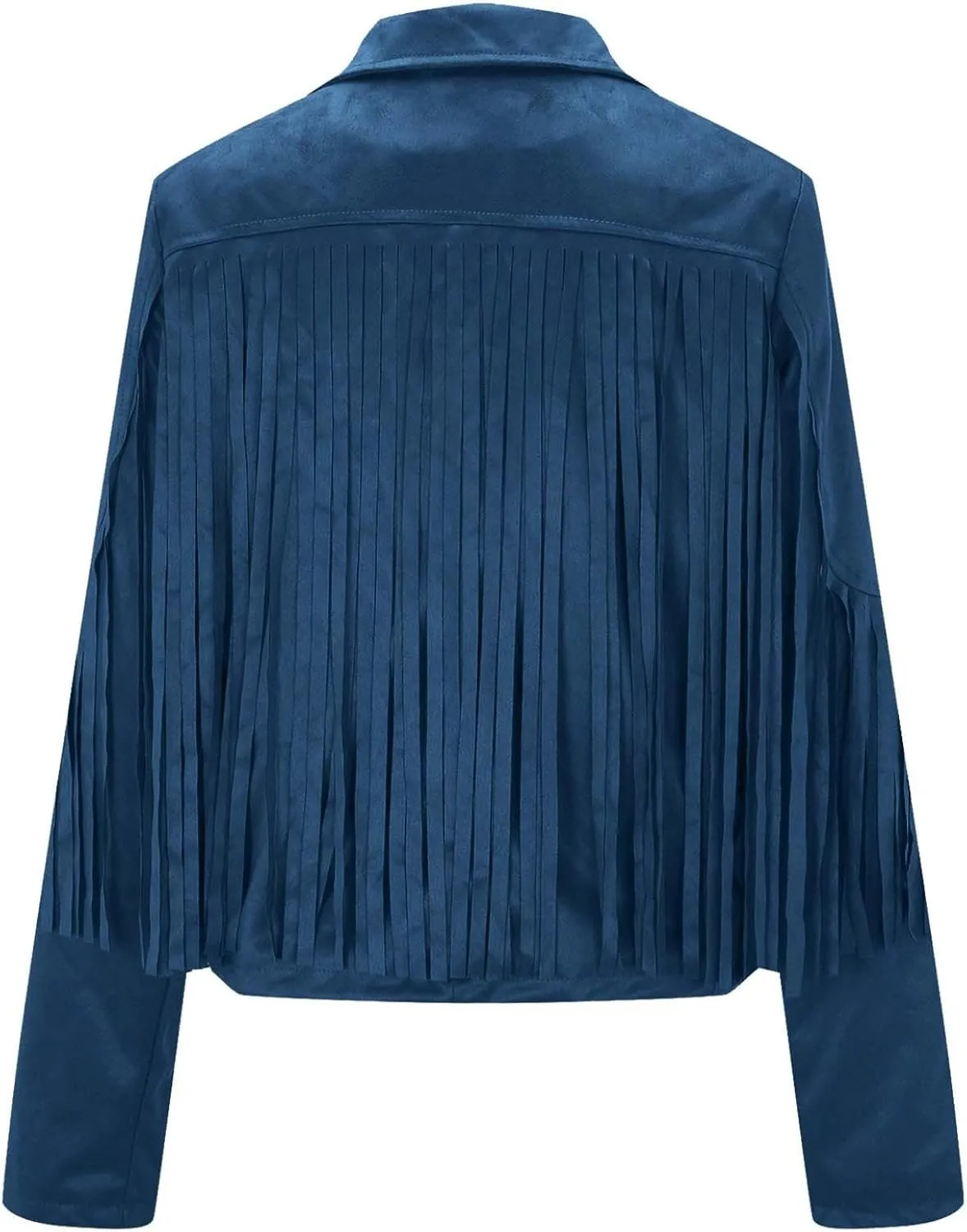 Women's Suede Fringe Jacket Trendy Long Sleeve Leather Coat Fashion Cropped Jacket Western Outfits with Tassel