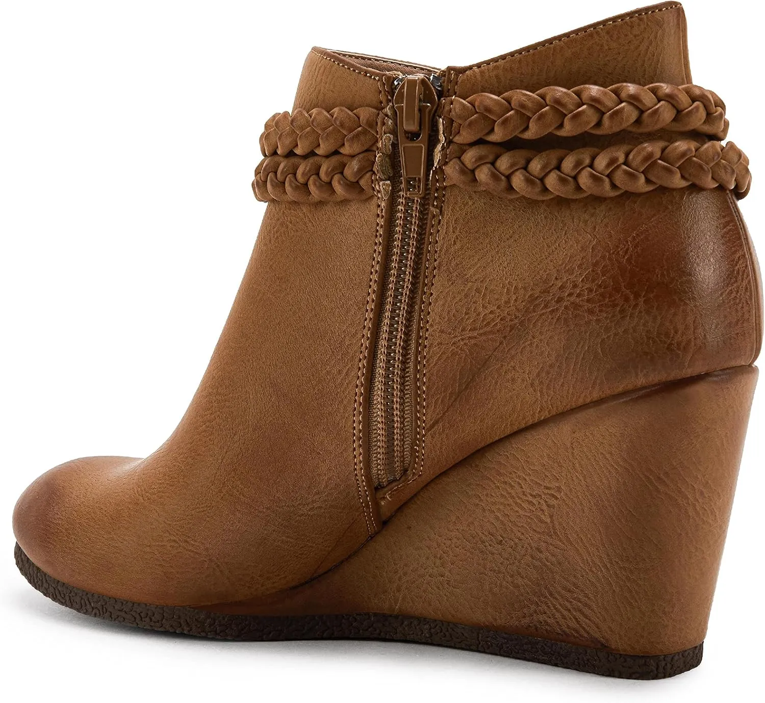Womens Wedge Ankle Boots Braided Fringe Strap Western Heeled Fall Booties Dress Shoes
