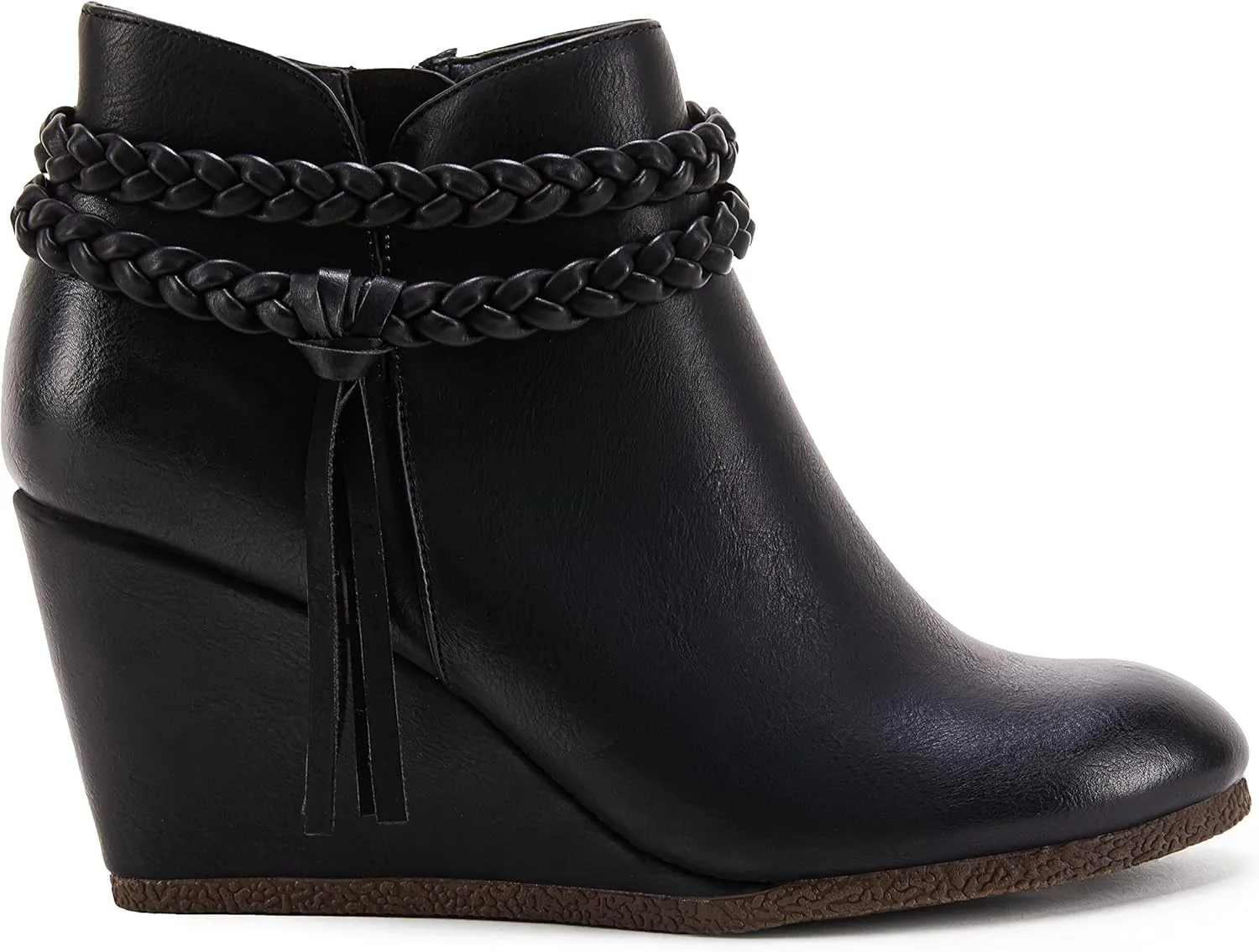 Womens Wedge Ankle Boots Braided Fringe Strap Western Heeled Fall Booties Dress Shoes