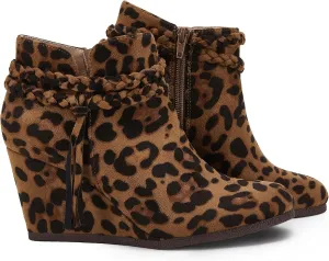 Womens Wedge Ankle Boots Braided Fringe Strap Western Heeled Fall Booties Dress Shoes