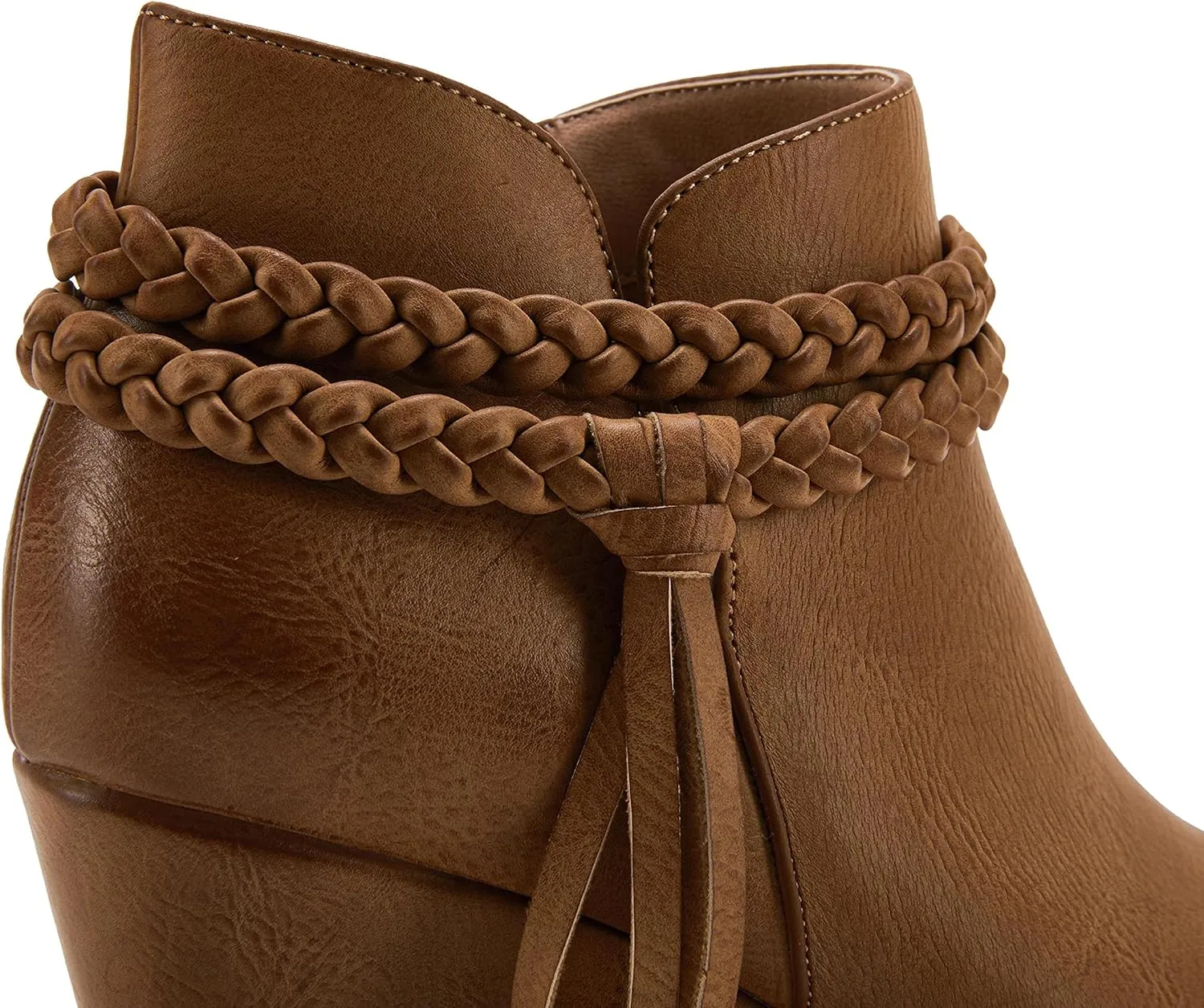 Womens Wedge Ankle Boots Braided Fringe Strap Western Heeled Fall Booties Dress Shoes