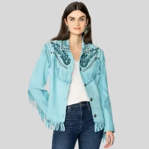 Women's Western Suede Leather Jacket With Fringe Details