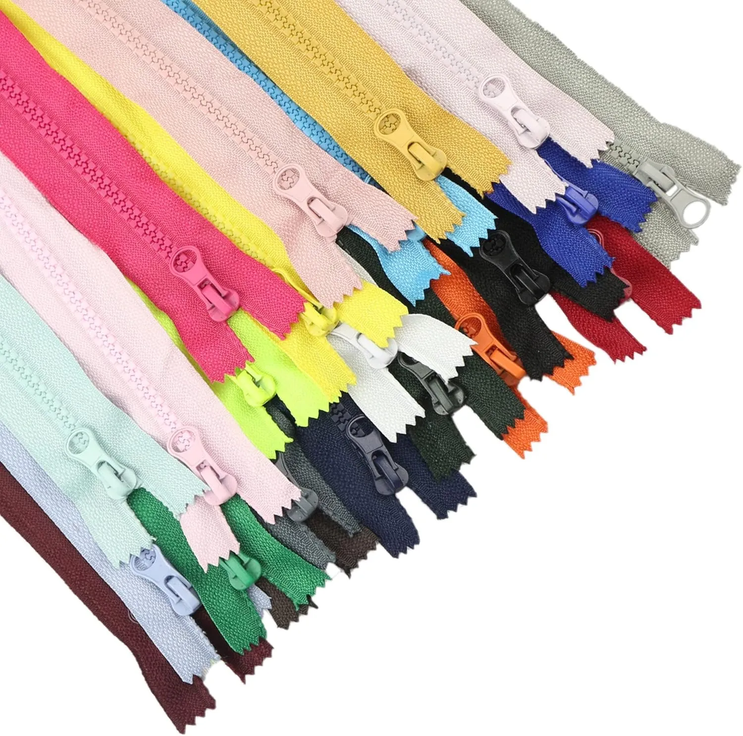 Wonesifee 22PCS Colorful Resin Zippers - 22 Colors, #5 Plastic Non-Separating Close-End With Pulls for Pockets, Handbags, Backpack, Sofa Cover, DIY Sewing (40cm/16inch)