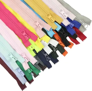 Wonesifee 22PCS Colorful Resin Zippers - 22 Colors, #5 Plastic Non-Separating Close-End With Pulls for Pockets, Handbags, Backpack, Sofa Cover, DIY Sewing (40cm/16inch)