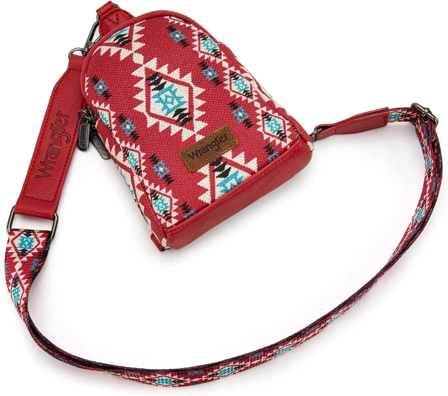 Wrangler Aztec Crossbody Sling Bags for Women Southwestern Print Purse with Detachable Strap