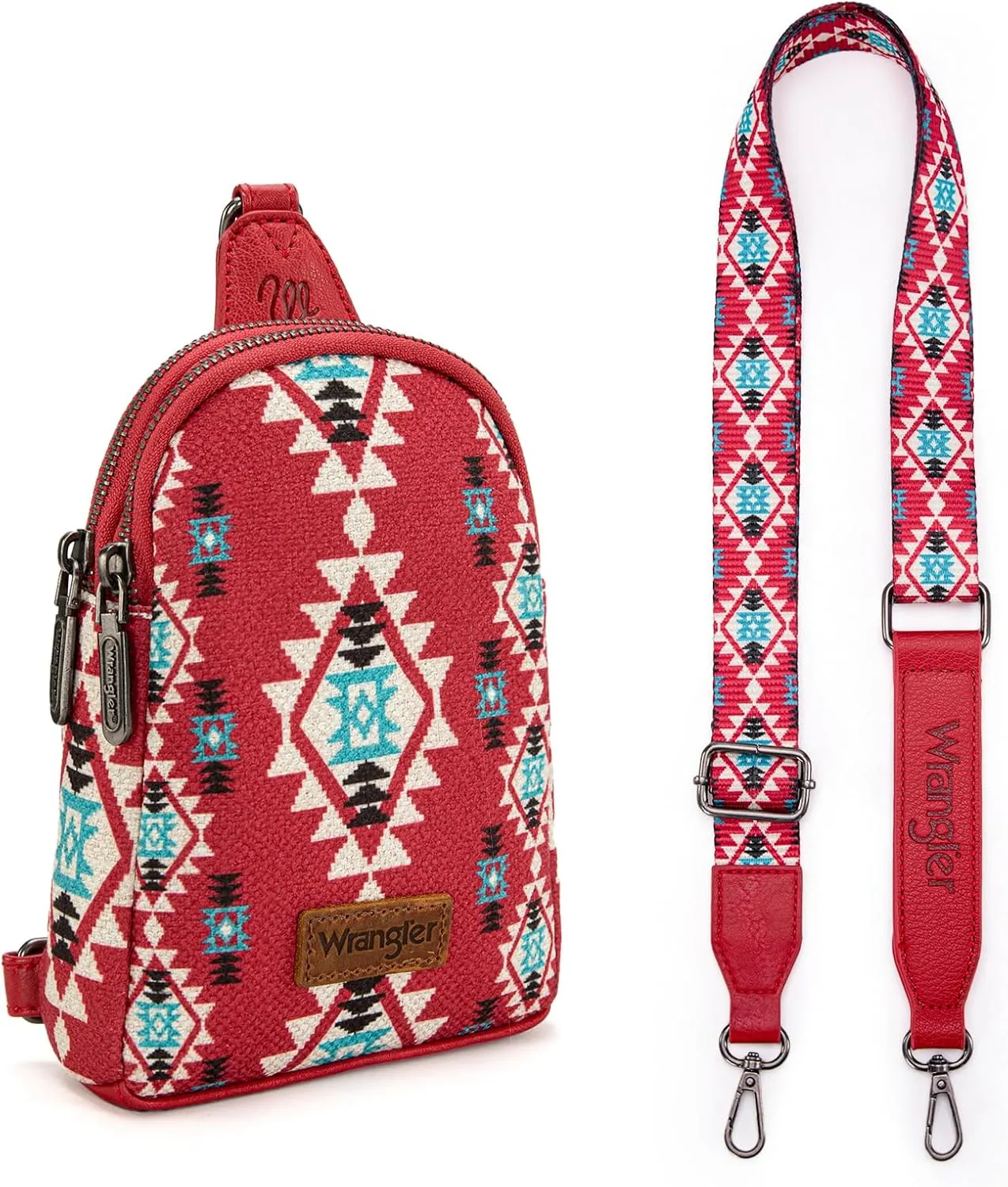 Wrangler Aztec Crossbody Sling Bags for Women Southwestern Print Purse with Detachable Strap