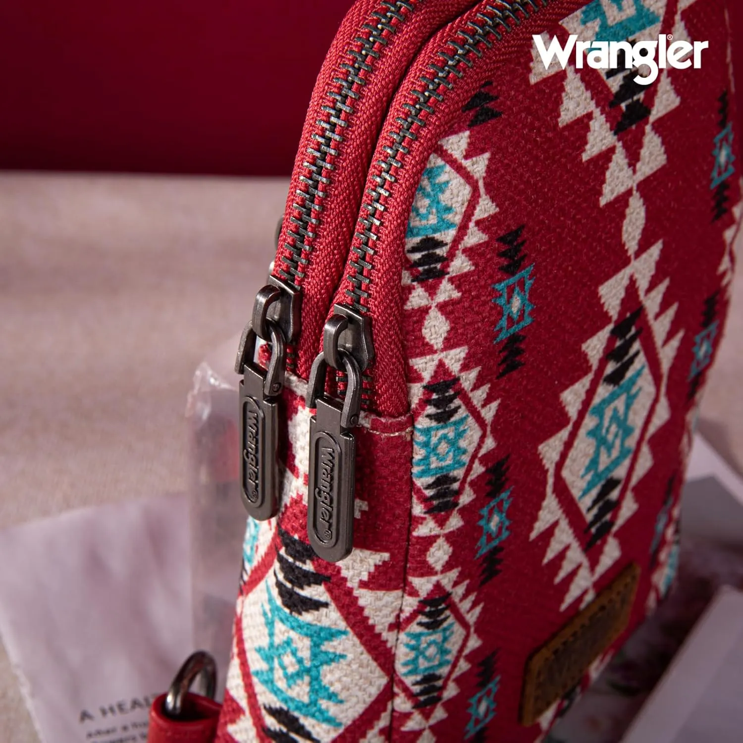 Wrangler Aztec Crossbody Sling Bags for Women Southwestern Print Purse with Detachable Strap