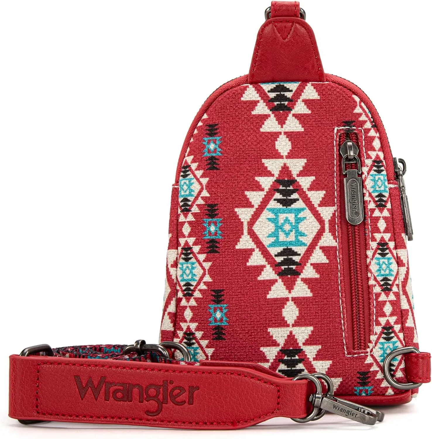 Wrangler Aztec Crossbody Sling Bags for Women Southwestern Print Purse with Detachable Strap